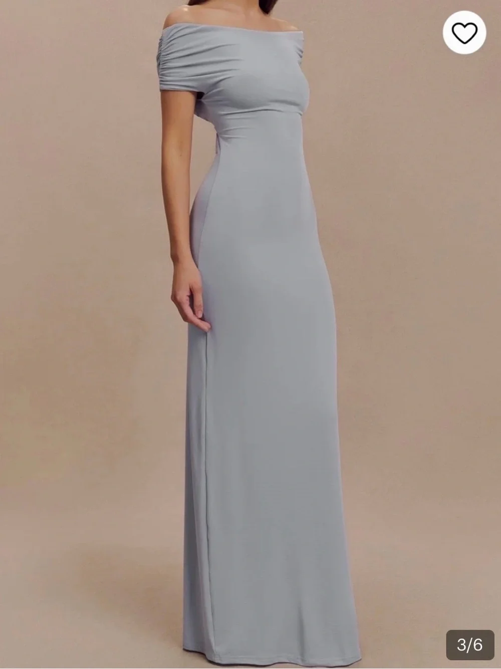 Meshki Imogen Off-Shoulder Slinky Maxi Dress- Dusty Blue - Picture 2 of 4
